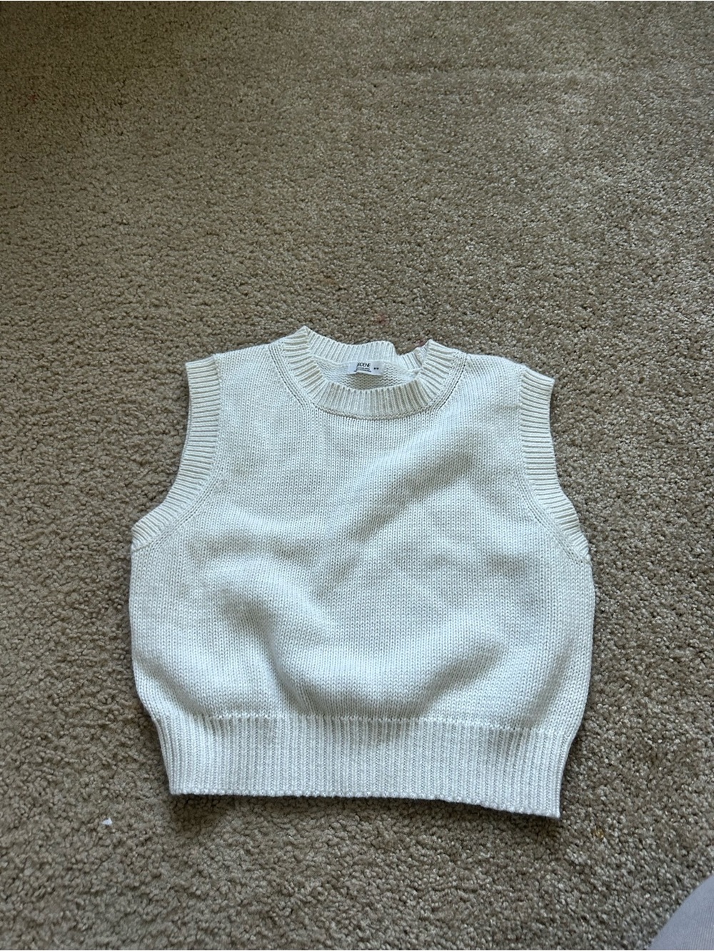 Ardene Cream V-Neck Knit Sleeveless Sweater Vest